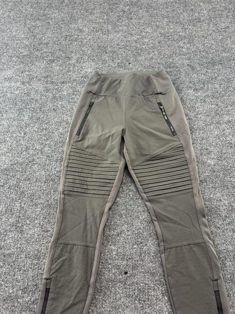 Athleta Headlands Hybrid Moto Tight Leggings Womens 4 Green Ankle Zip Pockets